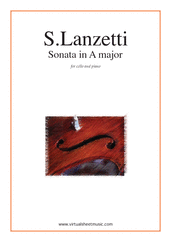 Cover icon of Sonata in A major sheet music for cello and piano by Salvatore Lanzetti, classical score, intermediate skill level