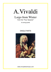 Cover icon of Largo from Winter (parts) sheet music for string quintet or string orchestra by Antonio Vivaldi, classical score, intermediate skill level