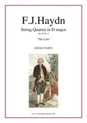 Cover icon of String Quartet in D major Op.64 No.5 "The Lark" (parts) sheet music for string quartet by Franz Joseph Haydn, classical score, intermediate/advanced skill level