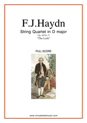 Cover icon of String Quartet in D major Op.64 No.5 "The Lark" (f.score) sheet music for string quartet by Franz Joseph Haydn, classical score, intermediate/advanced skill level