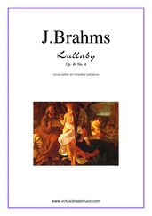 Cover icon of Lullaby Op. 49 No. 4 sheet music for trombone and piano by Johannes Brahms, classical score, easy skill level