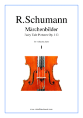 Cover icon of Marchenbilder (Fairy Tale Pictures), Piece No. 1 sheet music for viola and piano by Robert Schumann, classical score, intermediate skill level