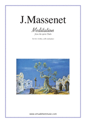 Cover icon of Meditation from Thais sheet music for two violins, cello and piano by Jules Massenet, classical wedding score, intermediate/advanced skill level