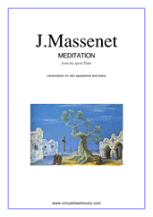 Cover icon of Meditation from Thais sheet music for alto saxophone and piano by Jules Massenet, classical wedding score, intermediate skill level