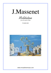 Cover icon of Meditation from Thais sheet music for piano solo by Jules Massenet, classical wedding score, intermediate skill level