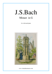 Cover icon of Minuet in G sheet music for violin and piano by Johann Sebastian Bach, classical score, easy skill level