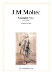 Cover icon of Concerto No.3 (New Edition) sheet music for clarinet and piano by Johann Melchior Molter, classical score, intermediate skill level