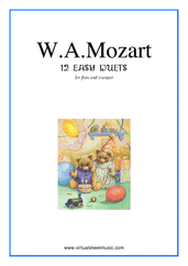Cover icon of Easy Duets sheet music for flute and trumpet by Wolfgang Amadeus Mozart, classical score, easy duet