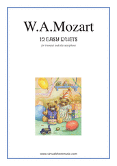Cover icon of Easy Duets sheet music for trumpet and alto saxophone by Wolfgang Amadeus Mozart, classical score, easy/intermediate duet