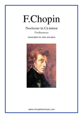 Cover icon of Nocturne in C sharp minor (Posth.) sheet music for violin and piano by Frederic Chopin, classical score, intermediate/advanced skill level
