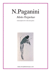 Cover icon of Moto Perpetuo sheet music for viola and piano by Nicolo Paganini, classical score, intermediate skill level
