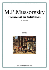 Cover icon of Pictures at an Exhibition, part I sheet music for piano solo by Modest Petrovic Mussorgsky, classical score, intermediate/advanced skill level