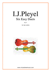 Cover icon of Six Easy Duets Op.8 sheet music for two violins by Ignaz Joseph Pleyel, classical score, easy duet