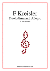 Cover icon of Praeludium and Allegro, in the style of G.Pugnani sheet music for violin and piano by Fritz Kreisler, classical score, intermediate/advanced skill level