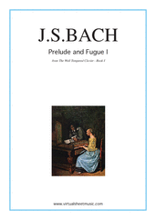 Cover icon of Prelude and Fugue I - Book I sheet music for piano solo (or harpsichord) by Johann Sebastian Bach, classical score, intermediate piano (or harpsichord)