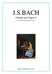Cover icon of Prelude and Fugue V - Book I sheet music for piano solo (or harpsichord) by Johann Sebastian Bach, classical score, easy/intermediate piano (or harpsichord)