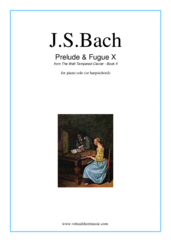 Cover icon of Prelude and Fugue X - Book II sheet music for piano solo (or harpsichord) by Johann Sebastian Bach, classical score, easy/intermediate piano (or harpsichord)