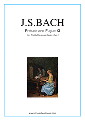 Cover icon of Prelude and Fugue XI - Book I sheet music for piano solo (or harpsichord) by Johann Sebastian Bach, classical score, easy/intermediate piano (or harpsichord)