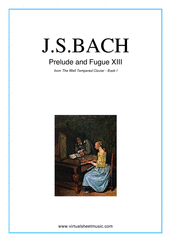 Cover icon of Prelude and Fugue XIII - Book I sheet music for piano solo (or harpsichord) by Johann Sebastian Bach, classical score, easy/intermediate piano (or harpsichord)