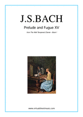 Cover icon of Prelude and Fugue XV - Book I sheet music for piano solo (or harpsichord) by Johann Sebastian Bach, classical score, easy/intermediate piano (or harpsichord)