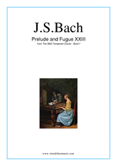Cover icon of Prelude and Fugue XXIII - Book I sheet music for piano solo (or harpsichord) by Johann Sebastian Bach, classical score, intermediate piano (or harpsichord)