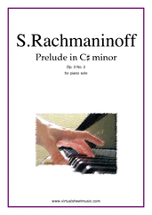 Cover icon of Prelude in C# minor Op.3 No.2 sheet music for piano solo by Serjeij Rachmaninoff, classical score, advanced skill level