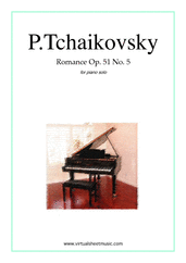 Cover icon of Romance Op.51 No.5 sheet music for piano solo by Pyotr Ilyich Tchaikovsky, classical score, intermediate/advanced skill level