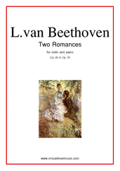 Cover icon of Two Romances Op.40-50 sheet music for violin and piano by Ludwig van Beethoven, classical score, advanced skill level