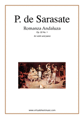 Cover icon of Romanza Andaluza sheet music for violin and piano by Pablo De Sarasate, classical score, advanced skill level