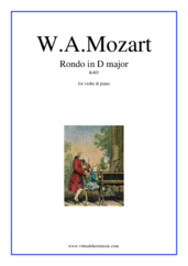 Cover icon of Rondo in D major K485 sheet music for violin and piano by Wolfgang Amadeus Mozart, classical score, intermediate skill level