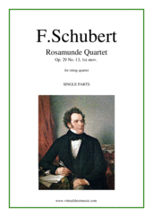 Cover icon of Rosamunde Quartet, 1st mov.  (parts) sheet music for string quartet by Franz Schubert, classical score, advanced skill level
