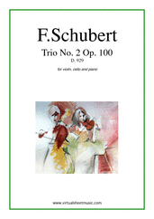 Cover icon of Trio No.2 Op.100 sheet music for violin, cello and piano by Franz Schubert, classical score, advanced skill level
