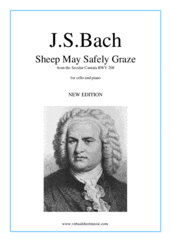 Cover icon of Sheep May Safely Graze sheet music for cello and piano by Johann Sebastian Bach, classical wedding score, easy skill level