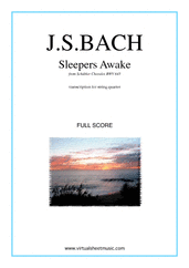 Cover icon of Sleepers Awake (COMPLETE) sheet music for string quartet by Johann Sebastian Bach, classical score, intermediate skill level