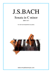 Cover icon of Sonata in C minor BWV 1017 sheet music for violin and piano (or harpsichord) by Johann Sebastian Bach, classical score, intermediate skill level