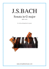 Cover icon of Sonata in G major BWV 1019 sheet music for violin and piano (or harpsichord) by Johann Sebastian Bach, classical score, intermediate skill level