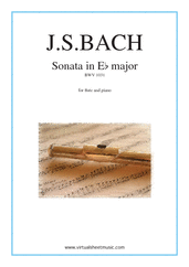 Cover icon of Sonata in E flat major BWV 1031 sheet music for flute and piano by Johann Sebastian Bach, classical score, intermediate skill level