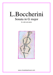 Cover icon of Sonata in G major sheet music for cello and piano by Luigi Boccherini, classical score, intermediate/advanced skill level