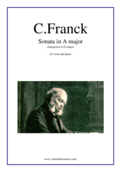 Cover icon of Sonata in A major (transposed in D major) sheet music for viola and piano by Cesar Franck, classical score, advanced skill level