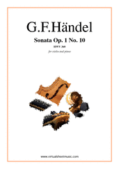 Cover icon of Sonata Op.1 No.10 sheet music for violin and piano by George Frideric Handel, classical score, intermediate skill level