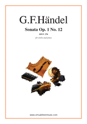 Cover icon of Sonata Op.1 No.12 sheet music for violin and piano by George Frideric Handel, classical score, intermediate skill level