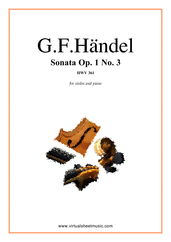 Cover icon of Sonata Op.1 No.3 sheet music for violin and piano by George Frideric Handel, classical score, intermediate skill level