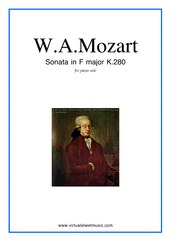 Cover icon of Sonata in F major K280 sheet music for piano solo by Wolfgang Amadeus Mozart, classical score, easy skill level
