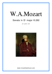 Cover icon of Sonata in Eb major K282 sheet music for piano solo by Wolfgang Amadeus Mozart, classical score, easy skill level