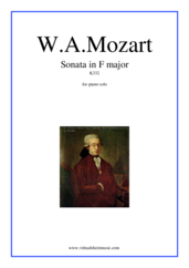 Cover icon of Sonata in F major K332 sheet music for piano solo by Wolfgang Amadeus Mozart, classical score, easy/intermediate skill level