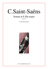 Cover icon of Sonata in E flat major Op. 167 sheet music for clarinet and piano by Camille Saint-Saens, classical score, intermediate/advanced skill level