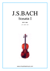 Cover icon of Sonata No.1 in G minor sheet music for violin solo by Johann Sebastian Bach, classical score, advanced skill level