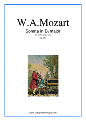 Cover icon of Sonata in Bb major K378 sheet music for violin and piano by Wolfgang Amadeus Mozart, classical score, intermediate skill level