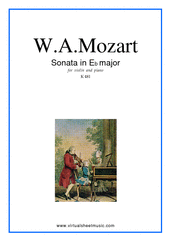 Cover icon of Sonata in Eb major K481 sheet music for violin and piano by Wolfgang Amadeus Mozart, classical score, intermediate skill level