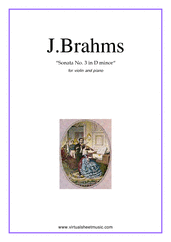 Cover icon of Sonata No.3 in D minor Op.108 sheet music for violin and piano by Johannes Brahms, classical score, advanced skill level